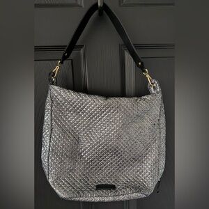 Vera Bradley Messenger Bag, Quilted Silver & Black Metallic Excellent Condition